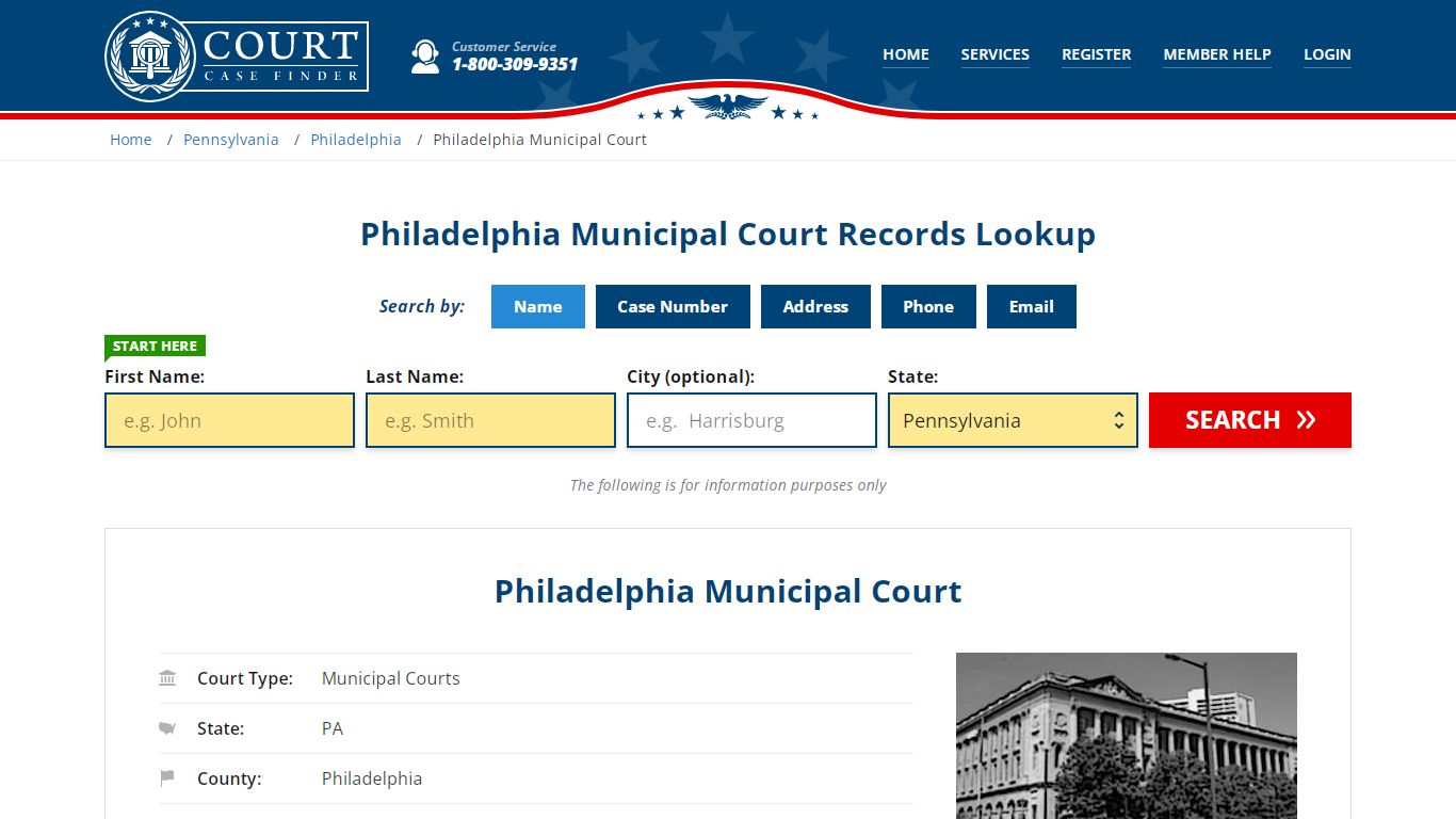 Philadelphia Municipal Court Records Lookup - CourtCaseFinder.com